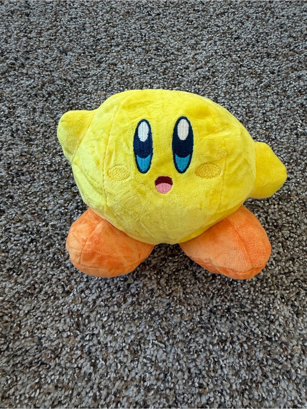 Yellow Kirby Style Plush Blue Eyes Orange Feet Kawaii Soft Toy New